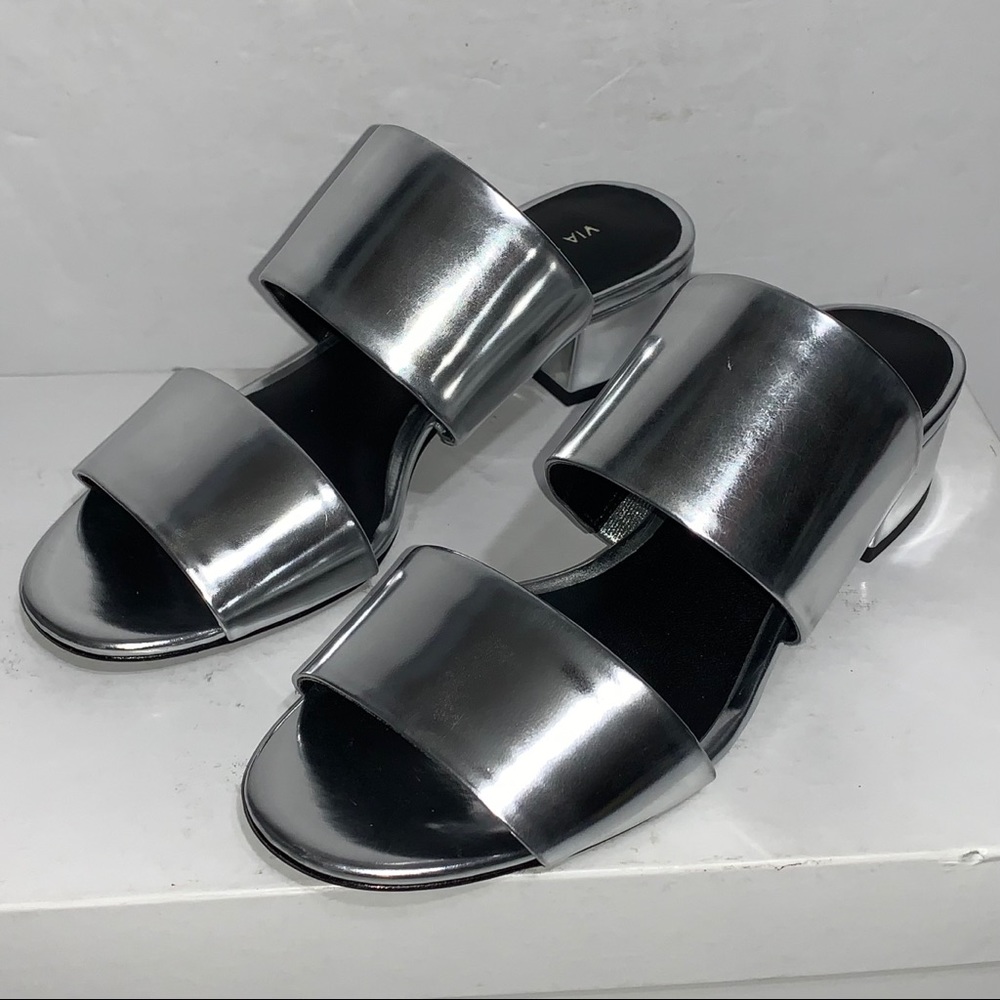 Via Spiga Galene Metallic Leather Slide Sandal